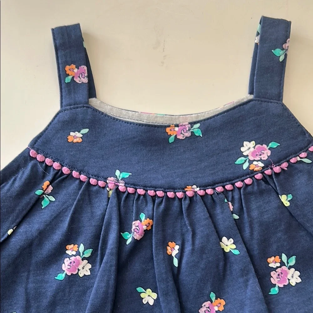 Blue and Pink Floral Baby Girl Summer Outfit Size 12 Months